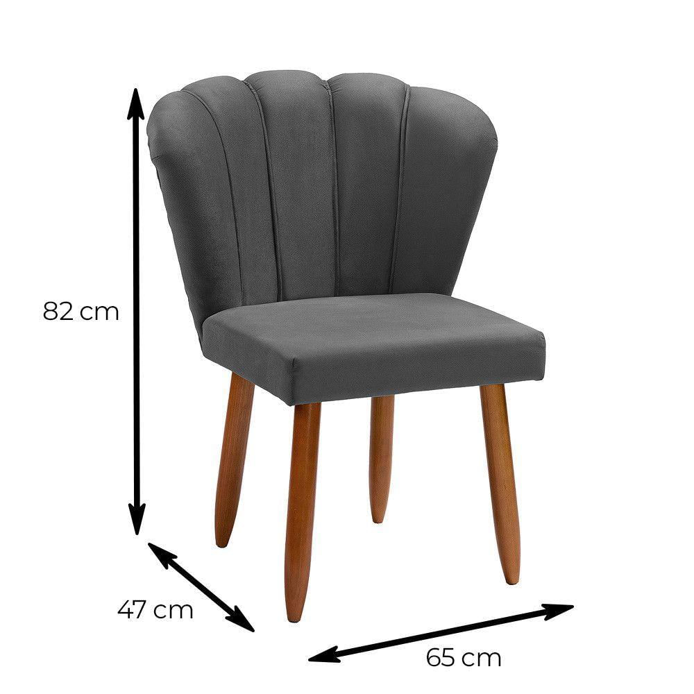 Miniatura Cadeira Poltrona Pétala Yasmin Sala Estar Penteadeira Veludo Chumbo