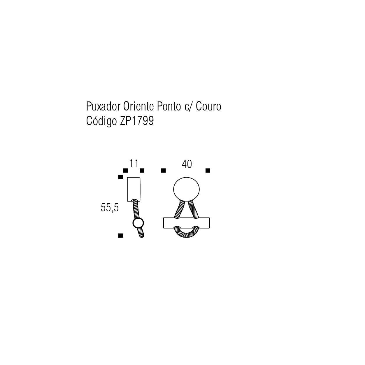 Miniatura Kit 3 Puxador Oriente Couro Zen Ponto Vecchio Cobre Marrom