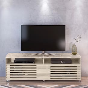 Miniatura Rack Madetec Cross com 182cm de Largura + Painel Madetec Cross com 182cm de Largura, Ideal para TV de Até 65” Calacata/Off White