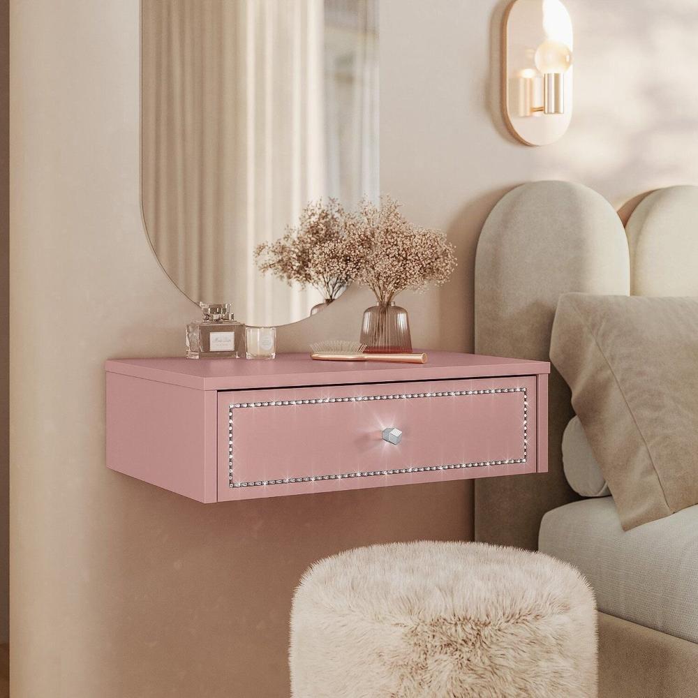 Miniatura Penteadeira de Cabeceira Suspensa 1 Gaveta Rose