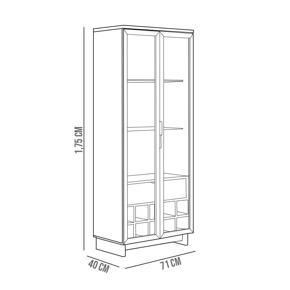 Cristaleira Com Nicho Adega 2 Portas C4 Preto Noce Milano
