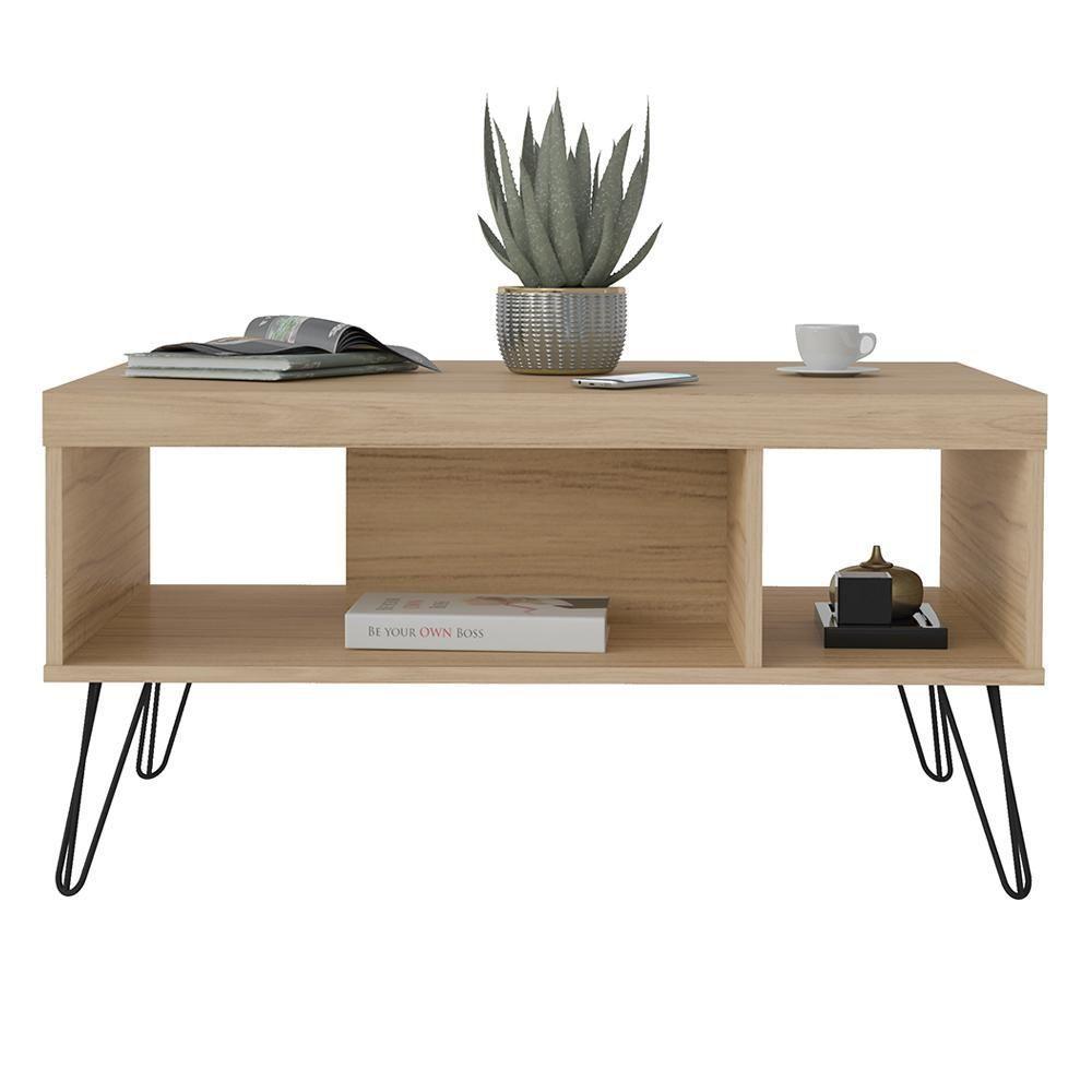 Jogo Mesa De Centro E Rack Ekaterinburg Carvalho Off White