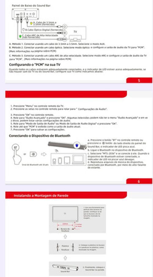 Miniatura Soundbar Bluetooth Para Tv 125W Estereo Som Com Qualidade
