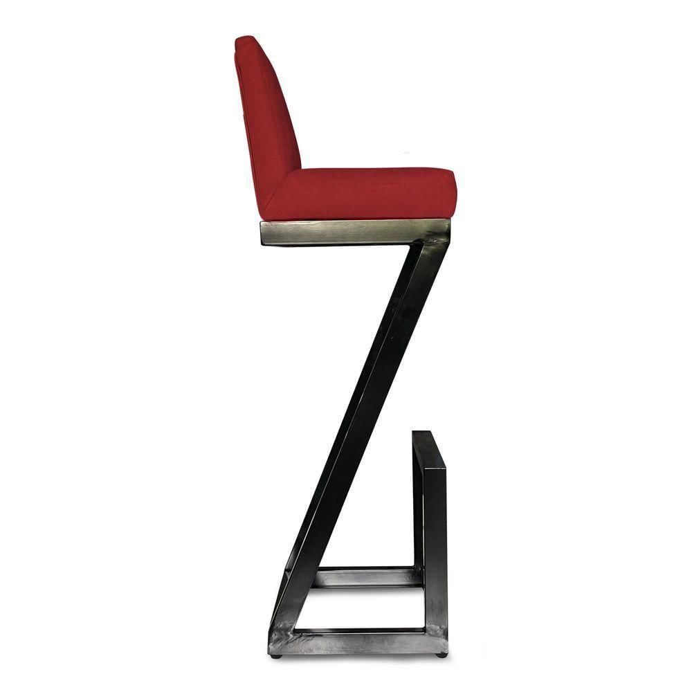 Miniatura Banqueta Alta Z Base De Ferro Suede Vermelho D'classe Decor