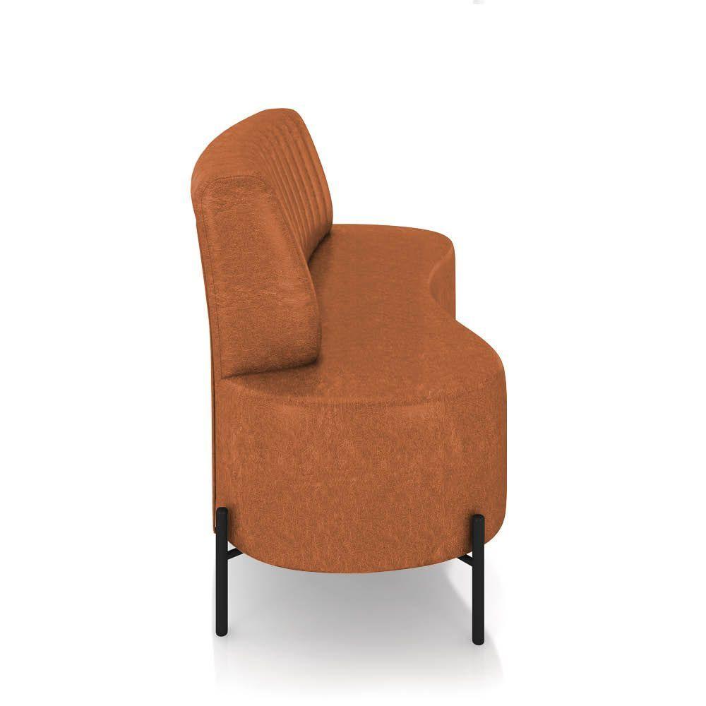 Sofá 2 Lugares Living 160cm Pé Ferro Pto Maraú Sintético Pu Nozes K01 - D\'rossi