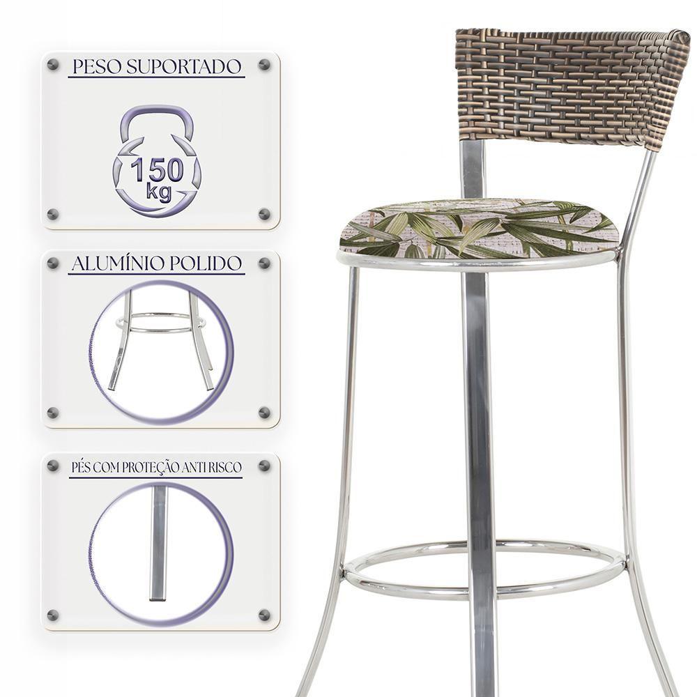 Miniatura Conjunto Com 2 Banquetas Em Alumínio, Fibra Sintética E Impermeável Tc Capuccino A12