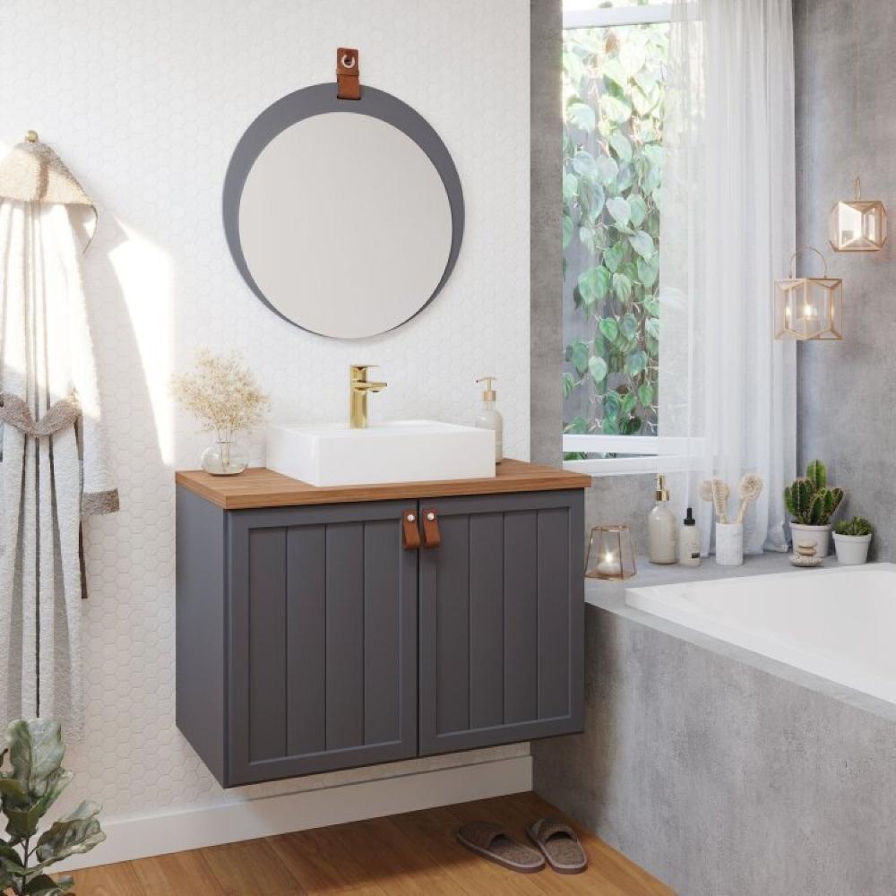 Miniatura Gabinete para Banheiro 60cm com Espelheira Brisa Espresso Móveis Titanium