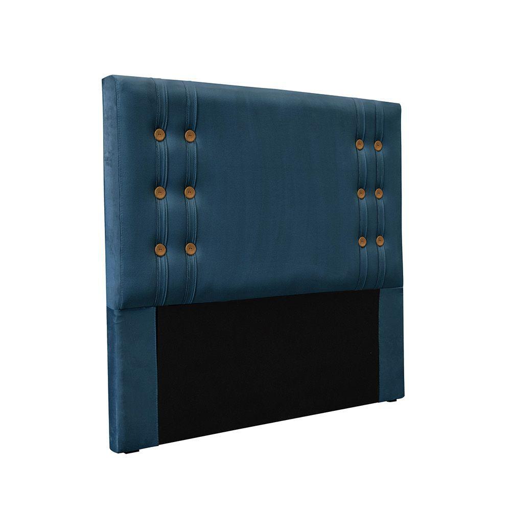 Miniatura Cabeceira Cama Box Casal 140 Cm Gênova Veludo Azul Marinho S04 - D'rossi