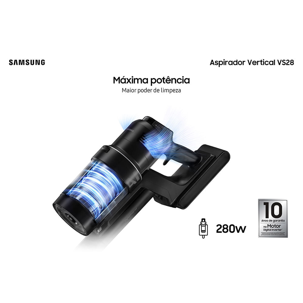 Miniatura Aspirador de Pó Samsung Vertical sem fio Bespoke Jet com AI Cleaning e Clean Station 110