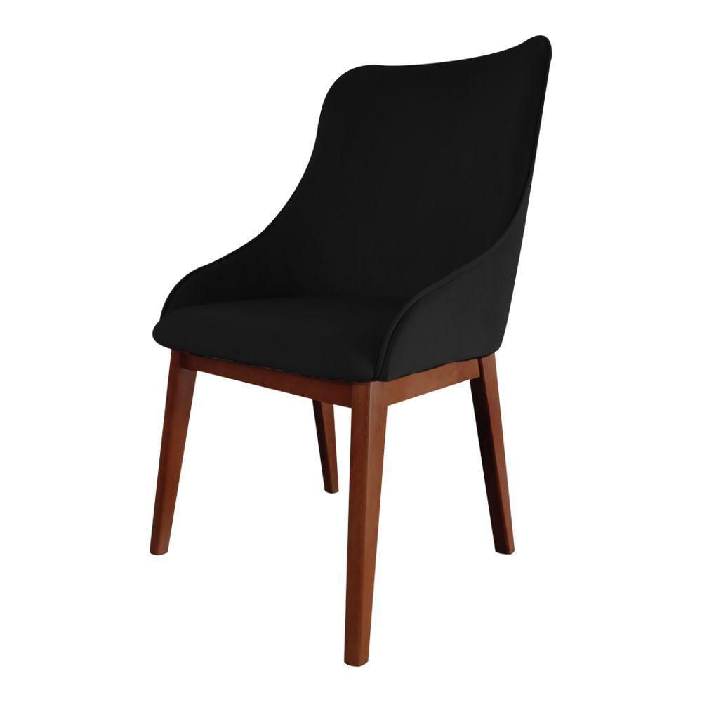Miniatura Cadeira De Jantar Estofada Anatômica Veludo Preto Base Madeira Maciça Imbuia Preto
