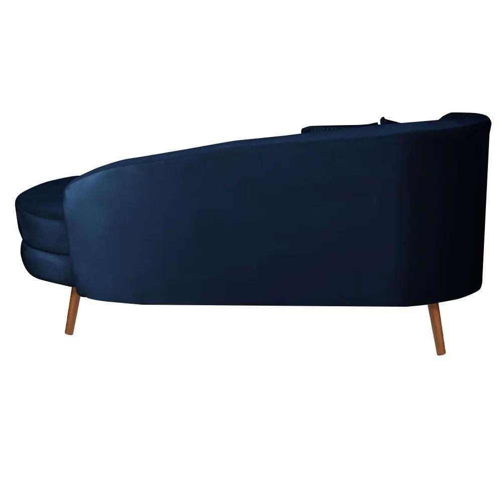 Miniatura Chaise Longue Divã Emili Em Madeira De Reflorestamento 160cm Veludo Speciale Home Azul
