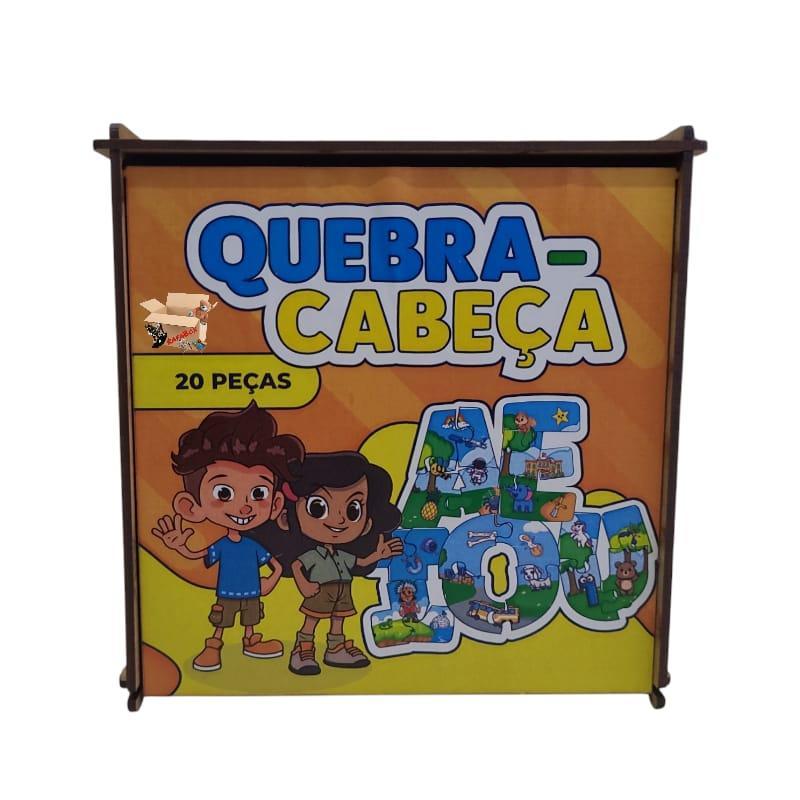 Miniatura Quebra Cabeça Madeira Estojo Infantil Aprendendo Vogal Aeiou