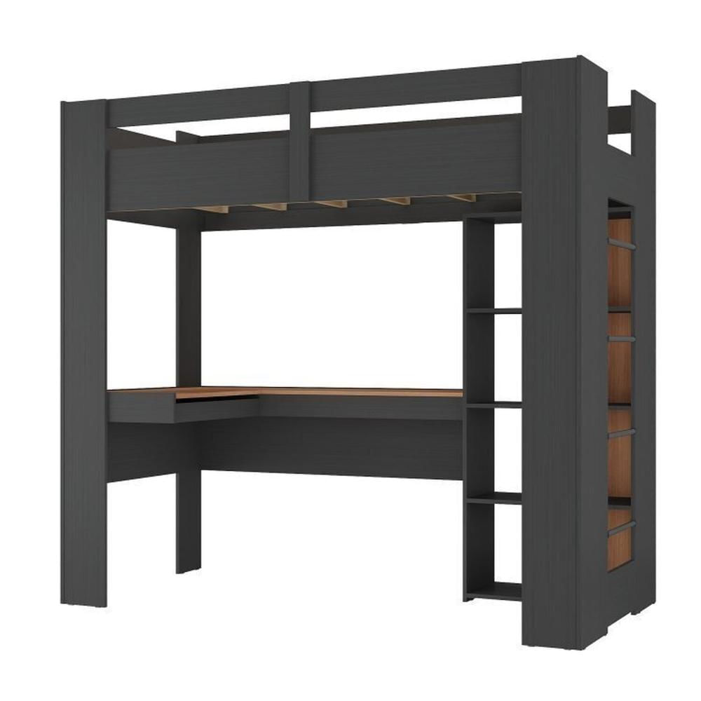 Quarto Juvenil Completo com Beliche e Sapateira Seul Espresso Móveis Grafite/Nogal