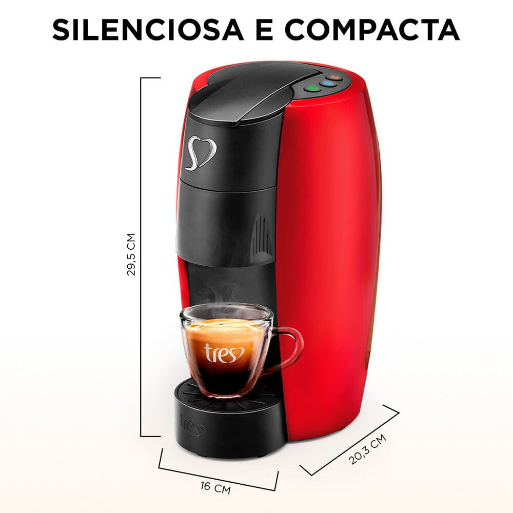 Miniatura Cafeteira Espresso LOV TRES 3 Corações Vermelho - 110V