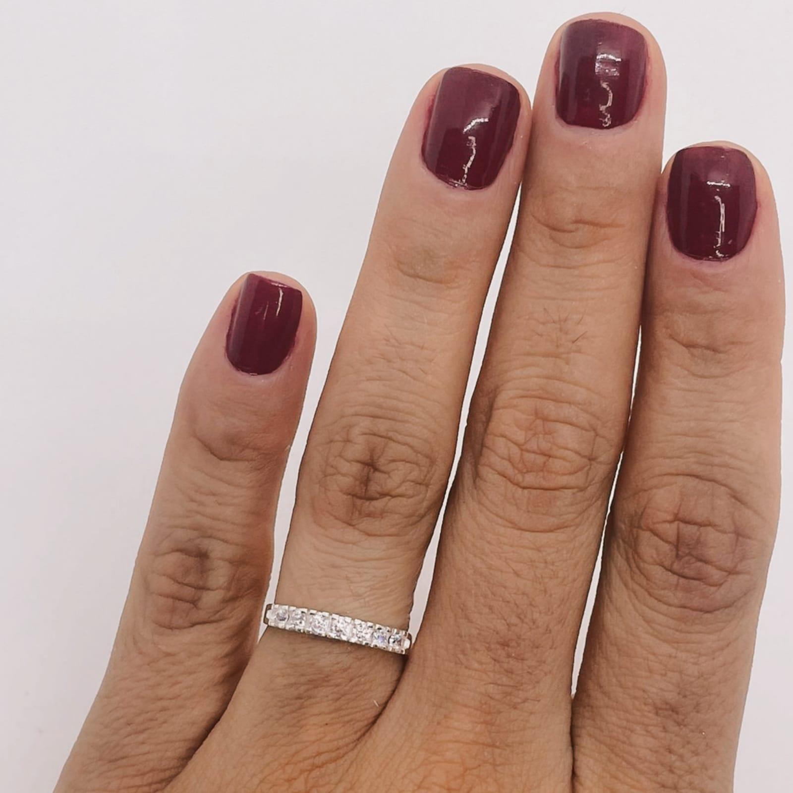 Anel Prata 925 Meia Aliança Aparador Cravejado 2Mm - Tam. 22