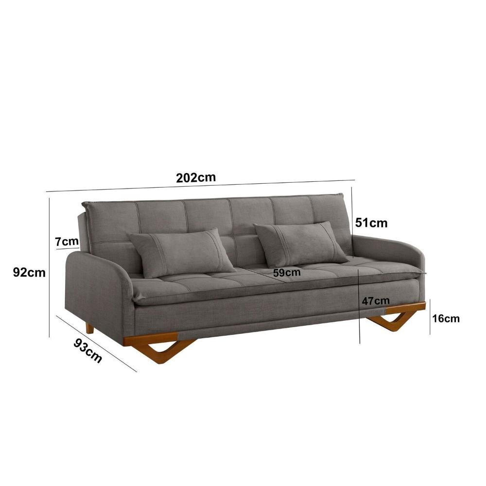 Miniatura Sofa Cama em Linho 202cm X 92cm Cannes Cinza