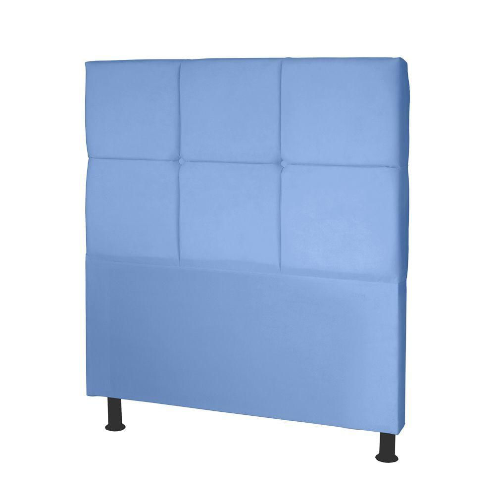 Miniatura Cabeceira Estofada Carol 90 Cm Solteiro Com Capitonê Corino Azul Bebê