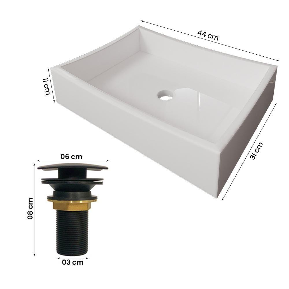 Miniatura Gabinete Banheiro Star Com Cuba Dalla E Valvula Click Black Titanium-naturale Titanium-naturale