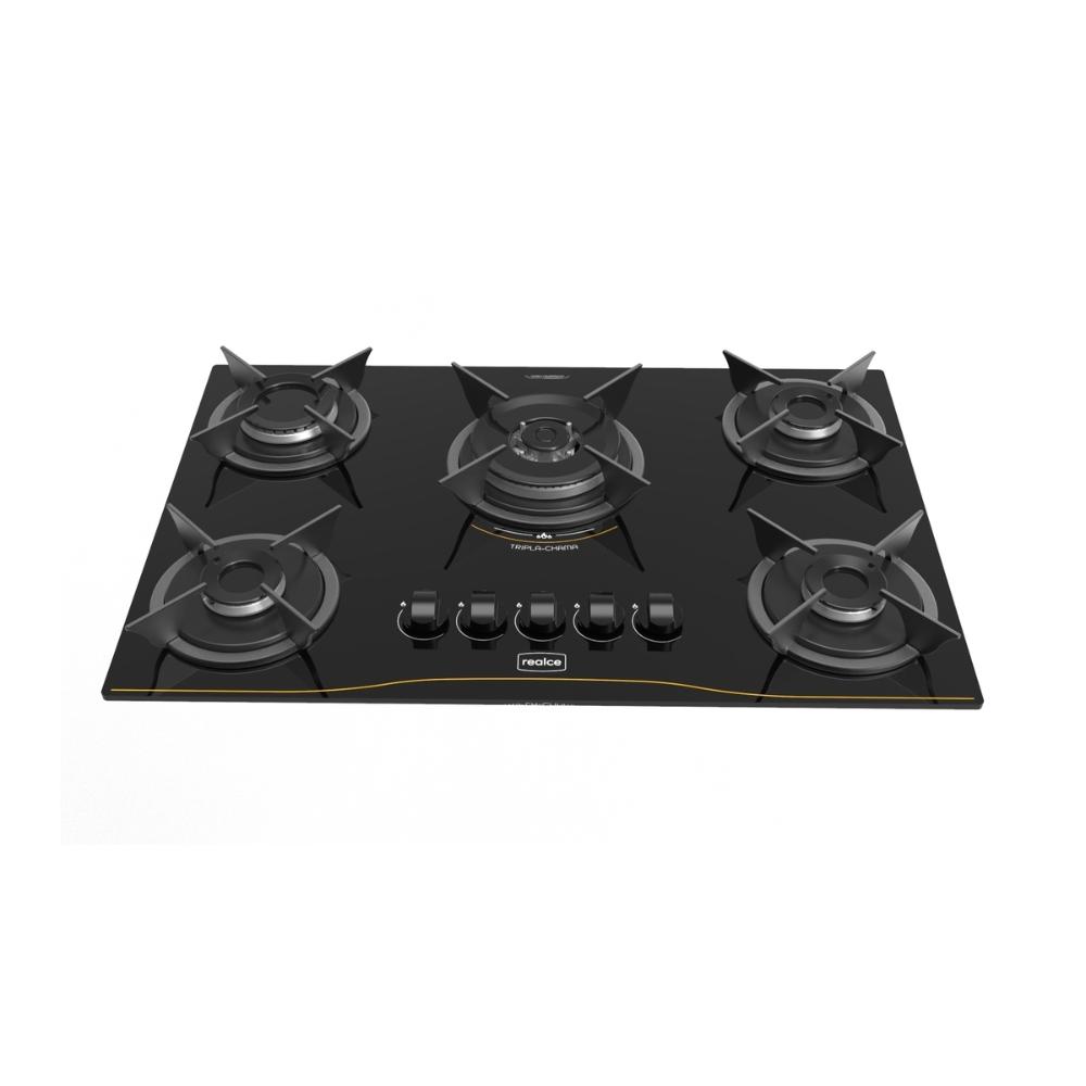 Miniatura Cooktop 5 Bocas a Gás Tripla Chama Realce Bivolt CR226 Preto - 127/220
