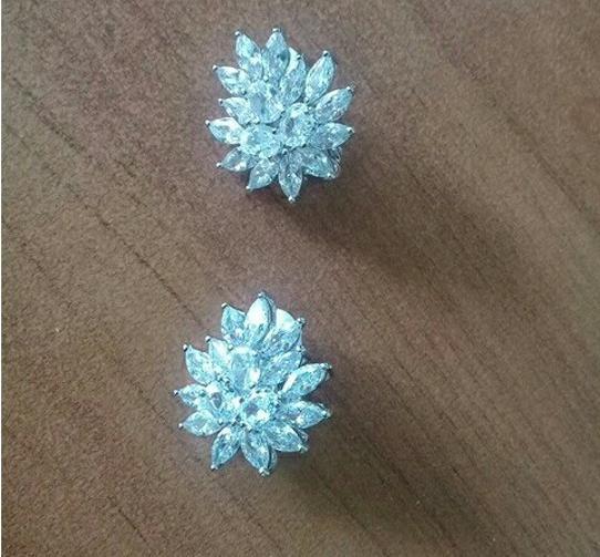 Brinco De Pressão Com Zirconia Noiva Casamento Prata Fixo