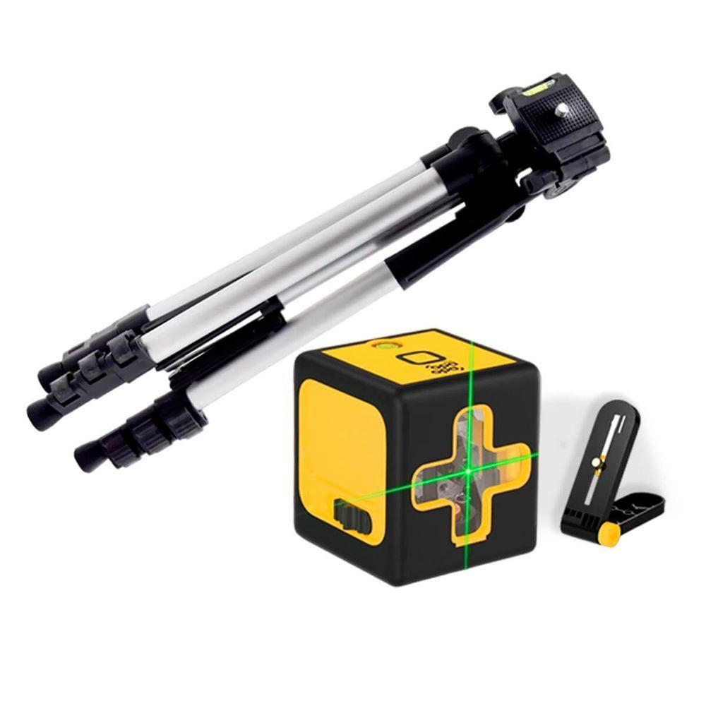Miniatura Kit Mini Nível Laser 20m Com Tripé 2 Linhas E Bateria Recarregável