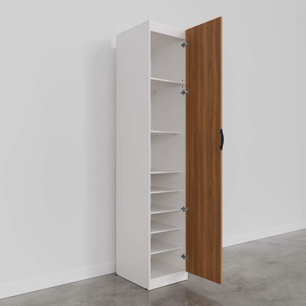 Guarda Roupa Hera 1 Porta com Espelho 6 Prateleiras CabeCasa MadeiraMadeira Louro/Branco Geada