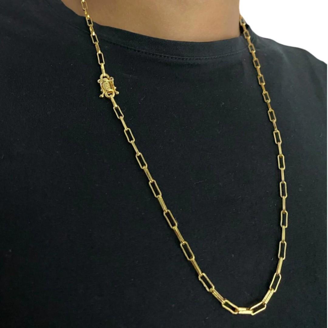 Miniatura Cordão Tijolinho 4Mm - Banhado A Ouro 18K