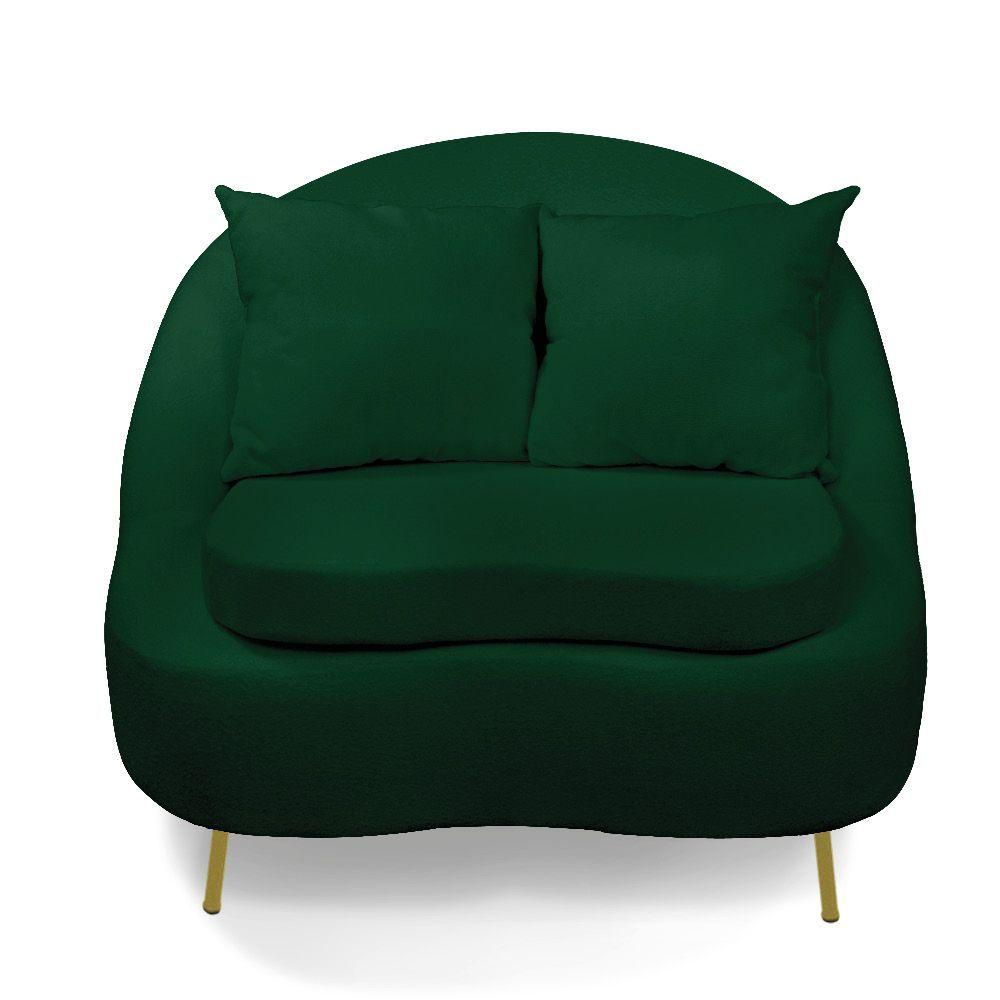 Miniatura Poltrona Decorativa Orgânica Pé Ferro Dou Zaya Bouclê Verde C05 - D'rossi