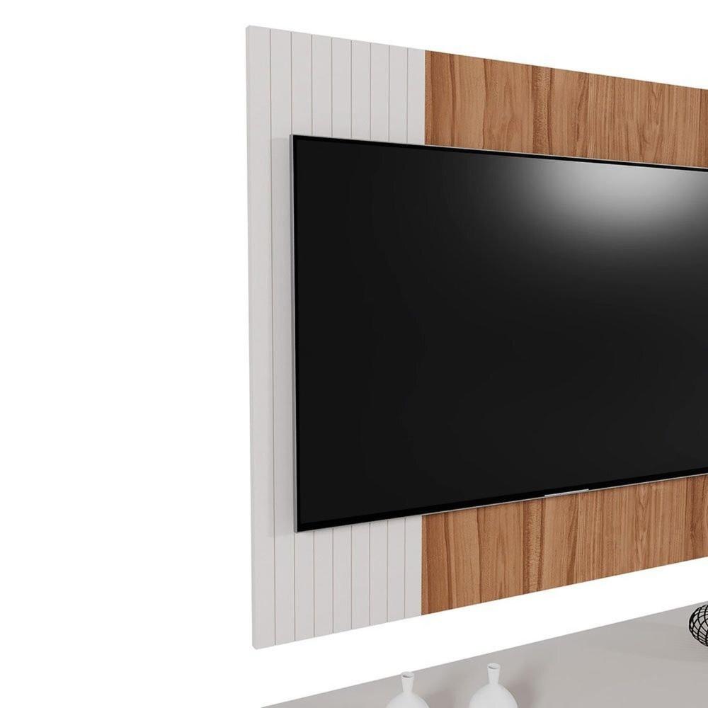 Rack com Painel para Tv 42 Polegadas Wood Perola Metalizado / Cinamomo Mel