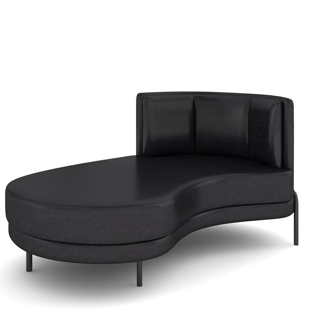 Miniatura Sofá Chaise Longue Sala De Estar Living Lucca Esquerdo D02 Couríssimo Preto B-159 - Lyam Decor