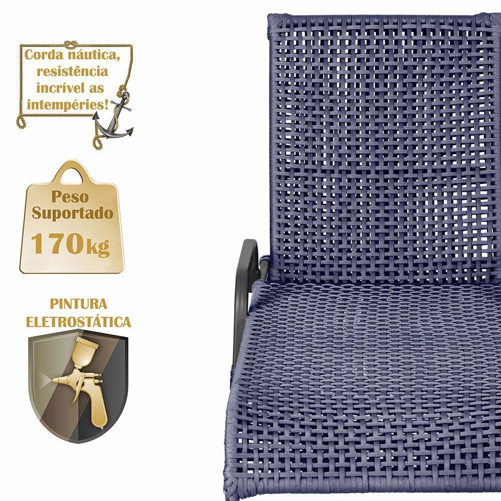 Miniatura Espreguiçadeira Alumínio Catar Mesa Corda Náutica Piscina Azul
