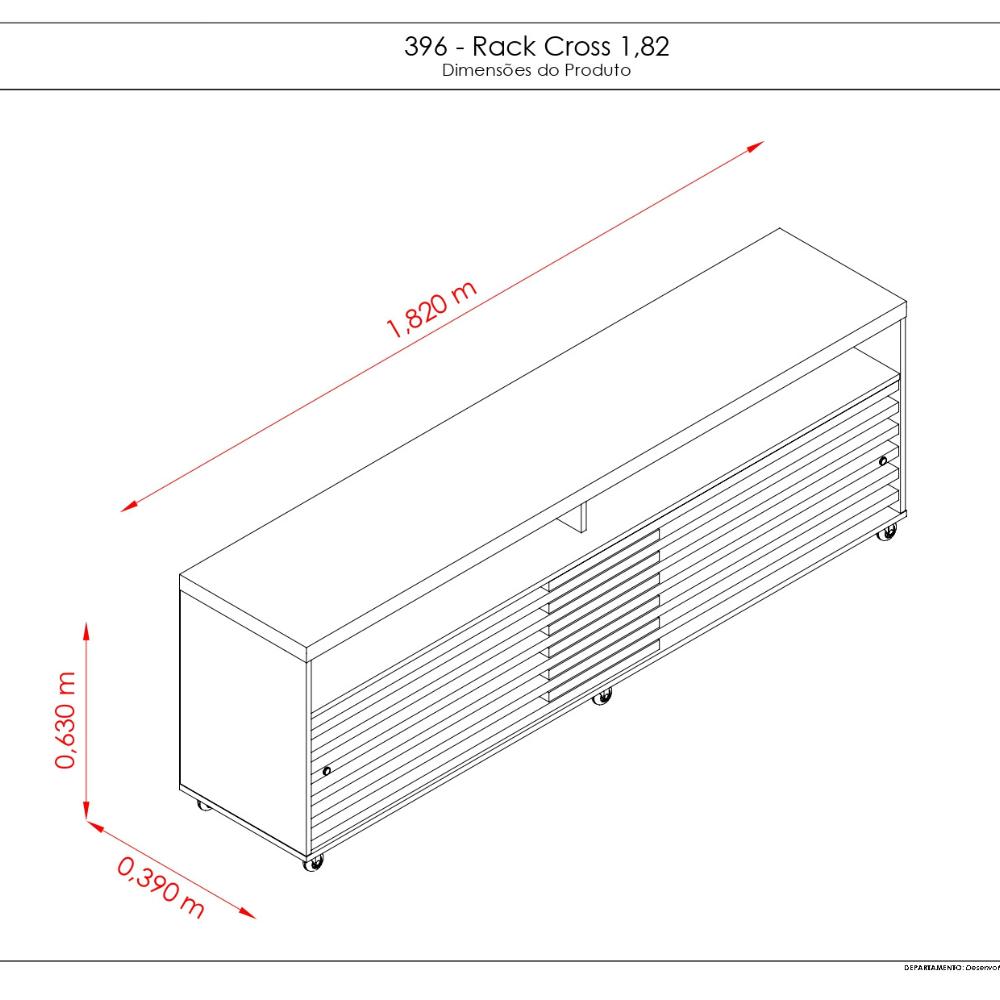 Miniatura Rack para Tvs até 65 Polegadas 1,82m Cross Frizz Cumaru