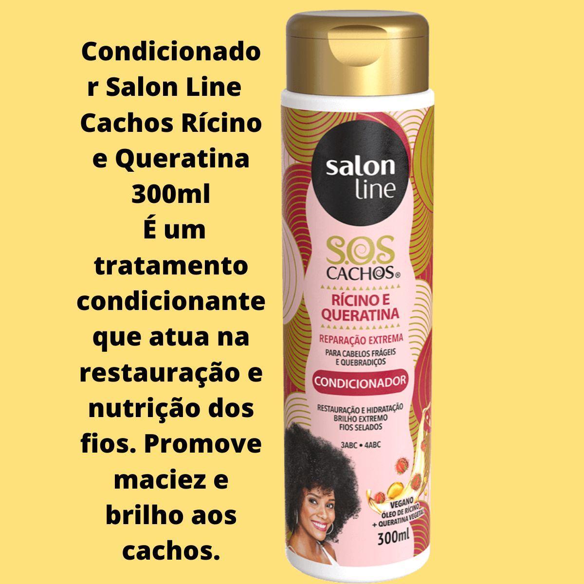 Miniatura Kit Salon Line Rícino Queratina Sos Cachos Com Óleo De Coco