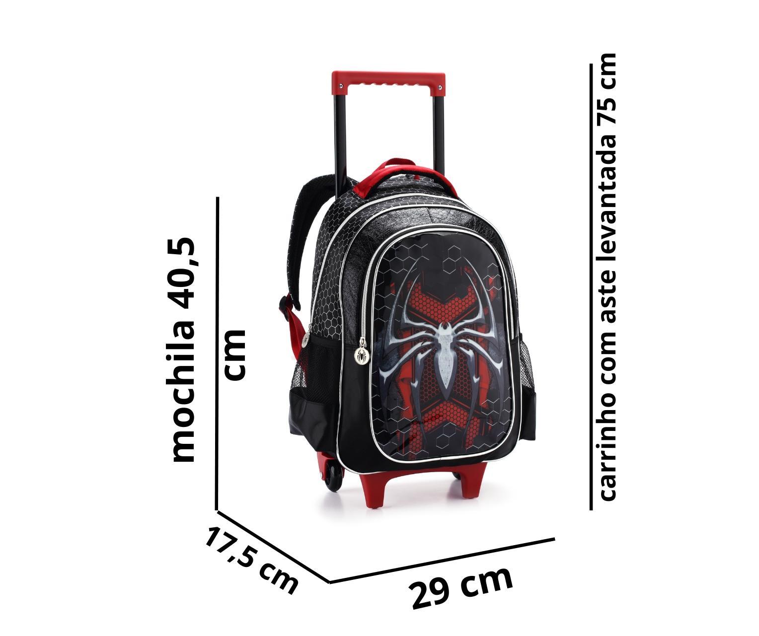 Miniatura Kit Mochila Rodas Lancheira E Estojo Homem Spider Escolar