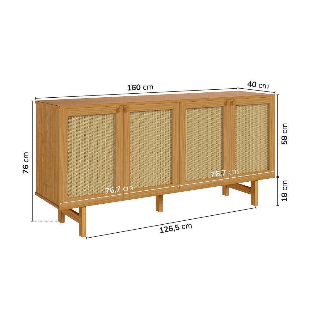 Miniatura Balcão 4 Portas Rattan Magna Cabecasa Madeiramadeira Mel