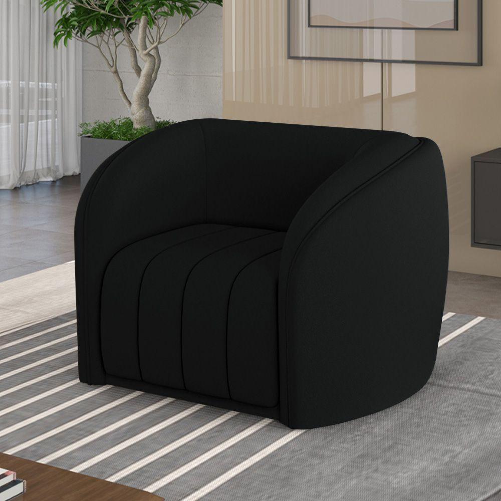 Miniatura Poltrona Decorativa Sala De Estar Adam Veludo Preto G45 - Gran Belo
