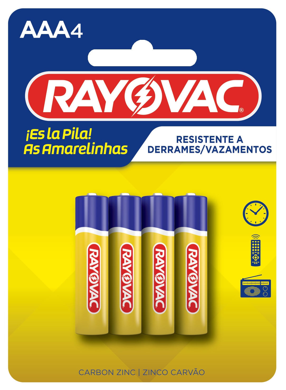 Miniatura Pilha Rayovac Amarelinhas AAA 4 Unidades