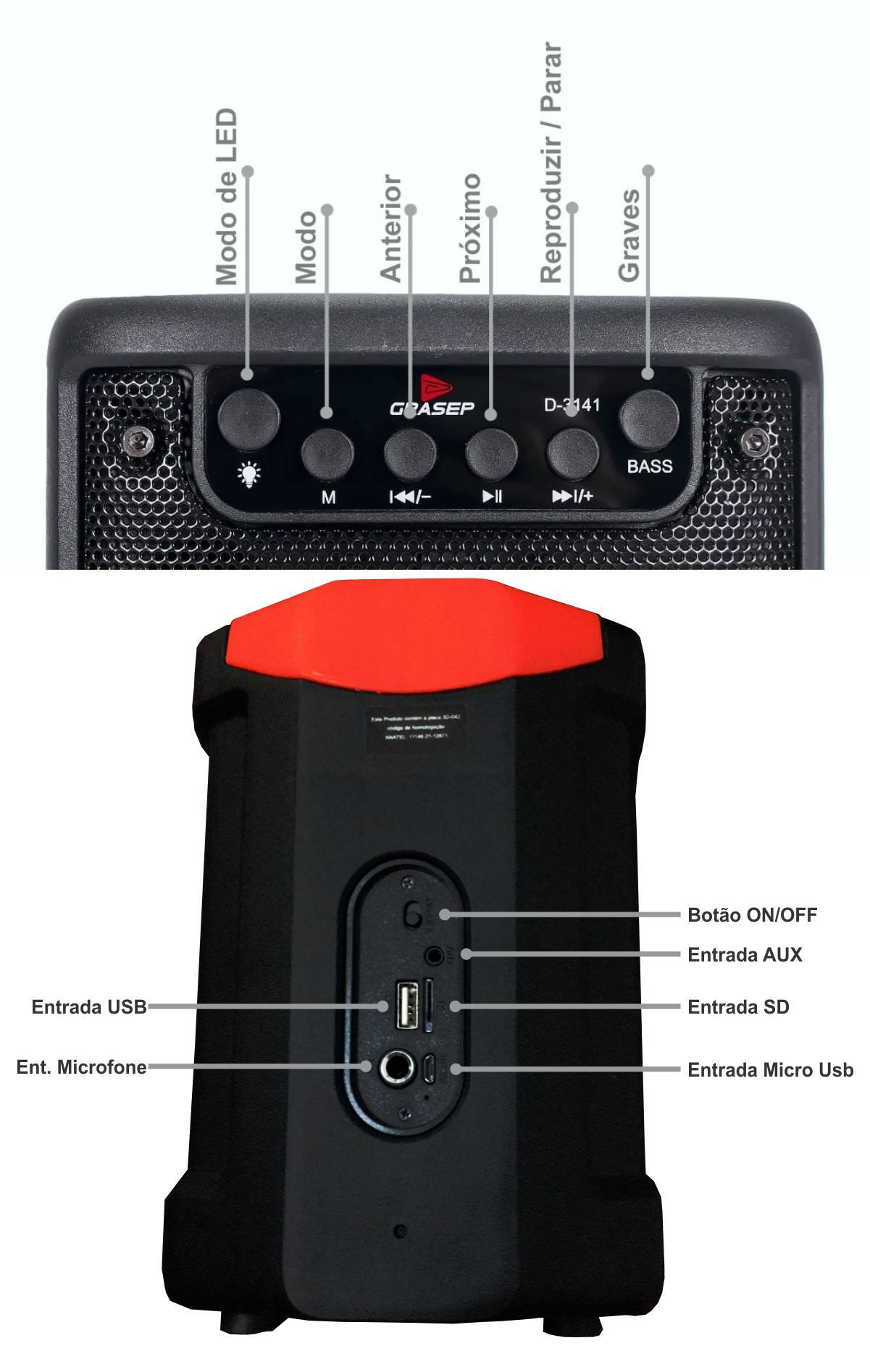 Miniatura Caixa Som Portátil Bluetooth Usb Sd Tws Rádi Fm Led Chroma