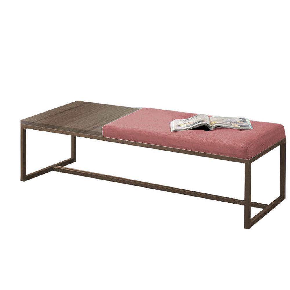 Miniatura Calçadeira Recamier Londres 195cm Marrom Suede Rose Mdf Madeira - Ahazzo Móveis