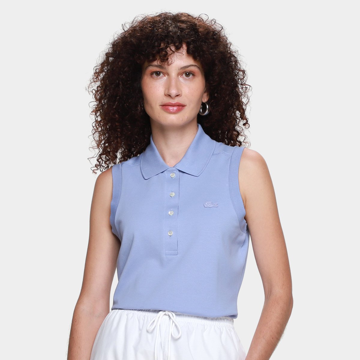 Miniatura Camisa Polo Lacoste Regata Feminina Azul Claro - G