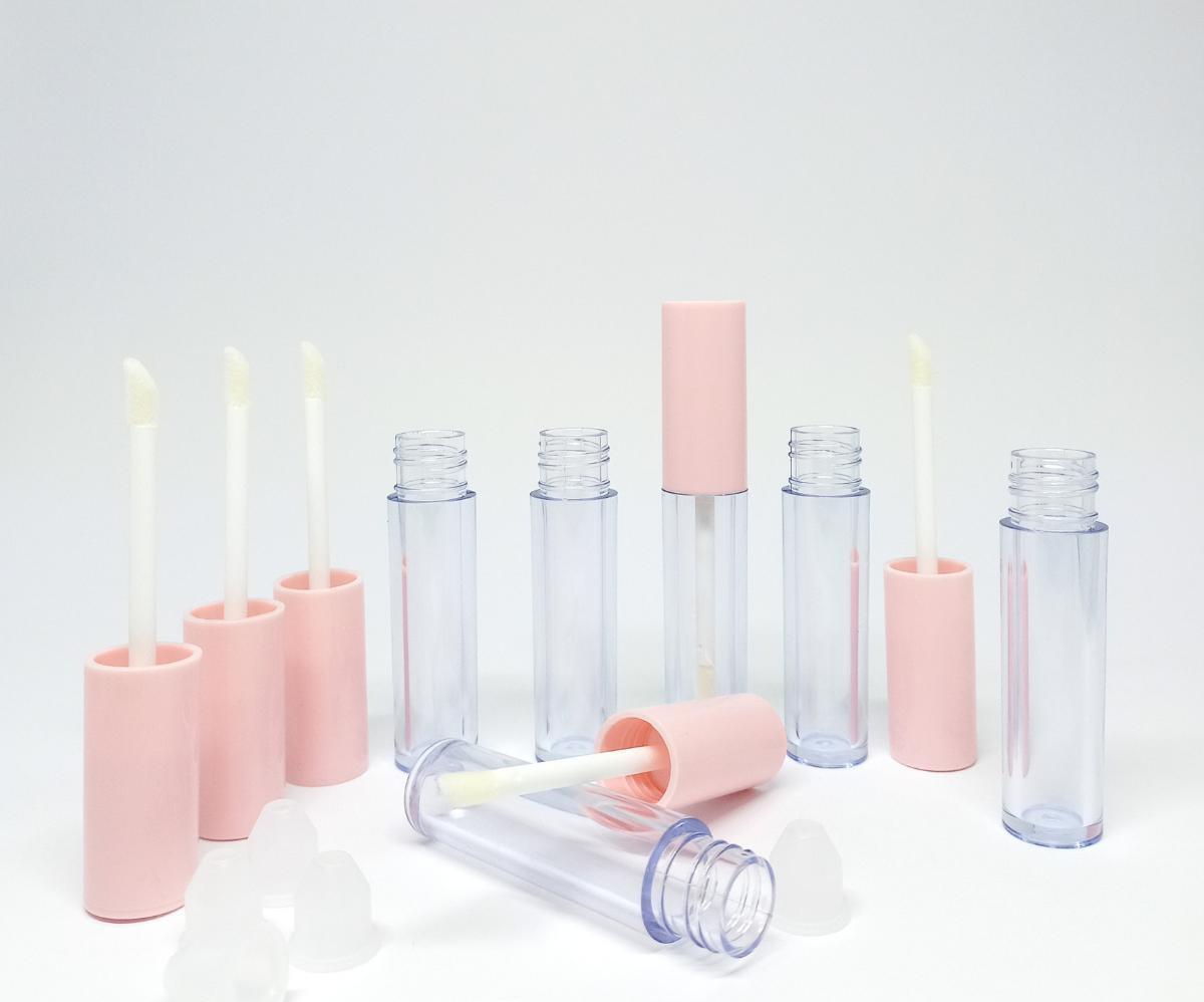 Miniatura Frasco Gloss Labial Vazio 6Ml Tampa Rosa Batom Liquido 10U