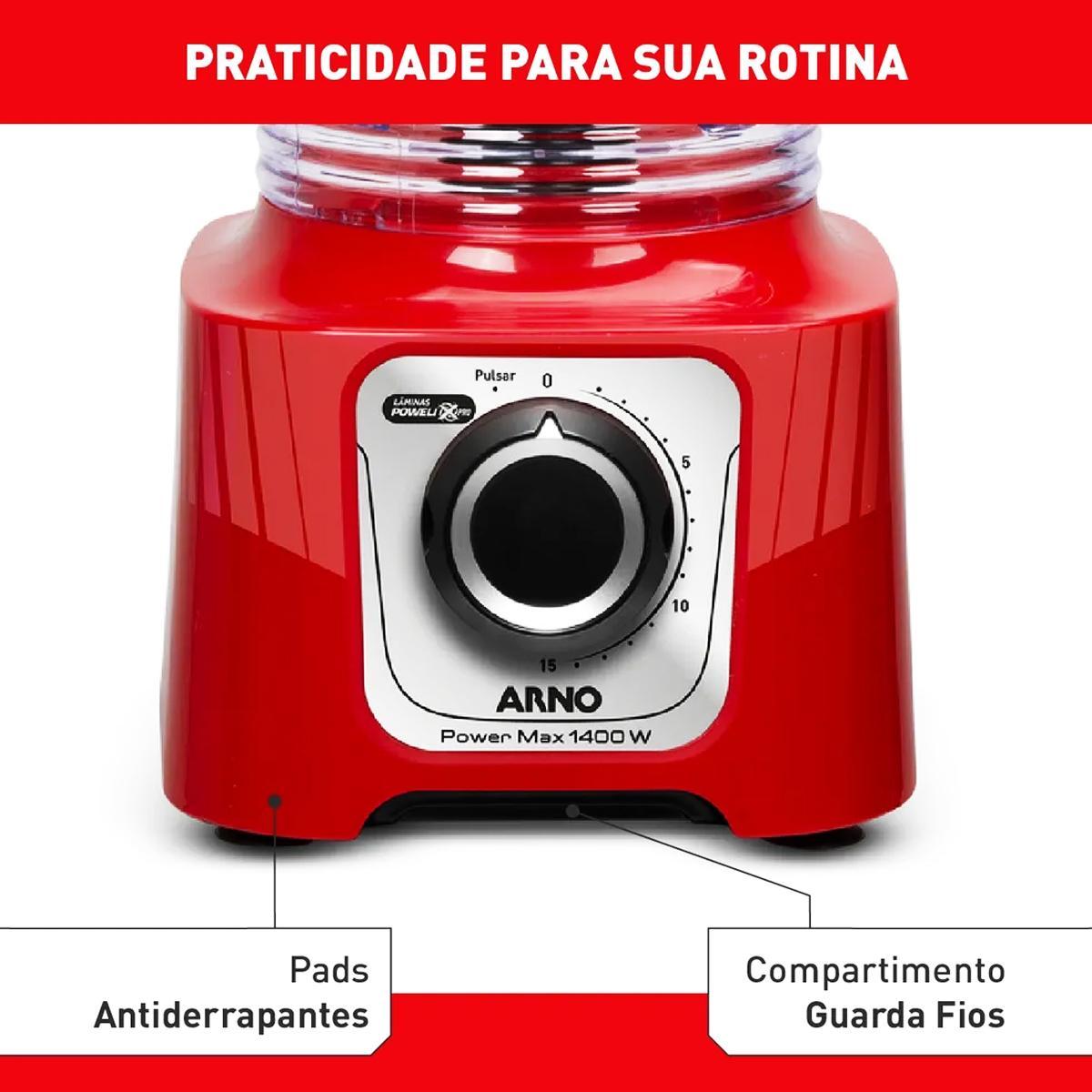 Liquidificador Arno Power Max 5 Vel. 1400W 6 Lâminas 220V