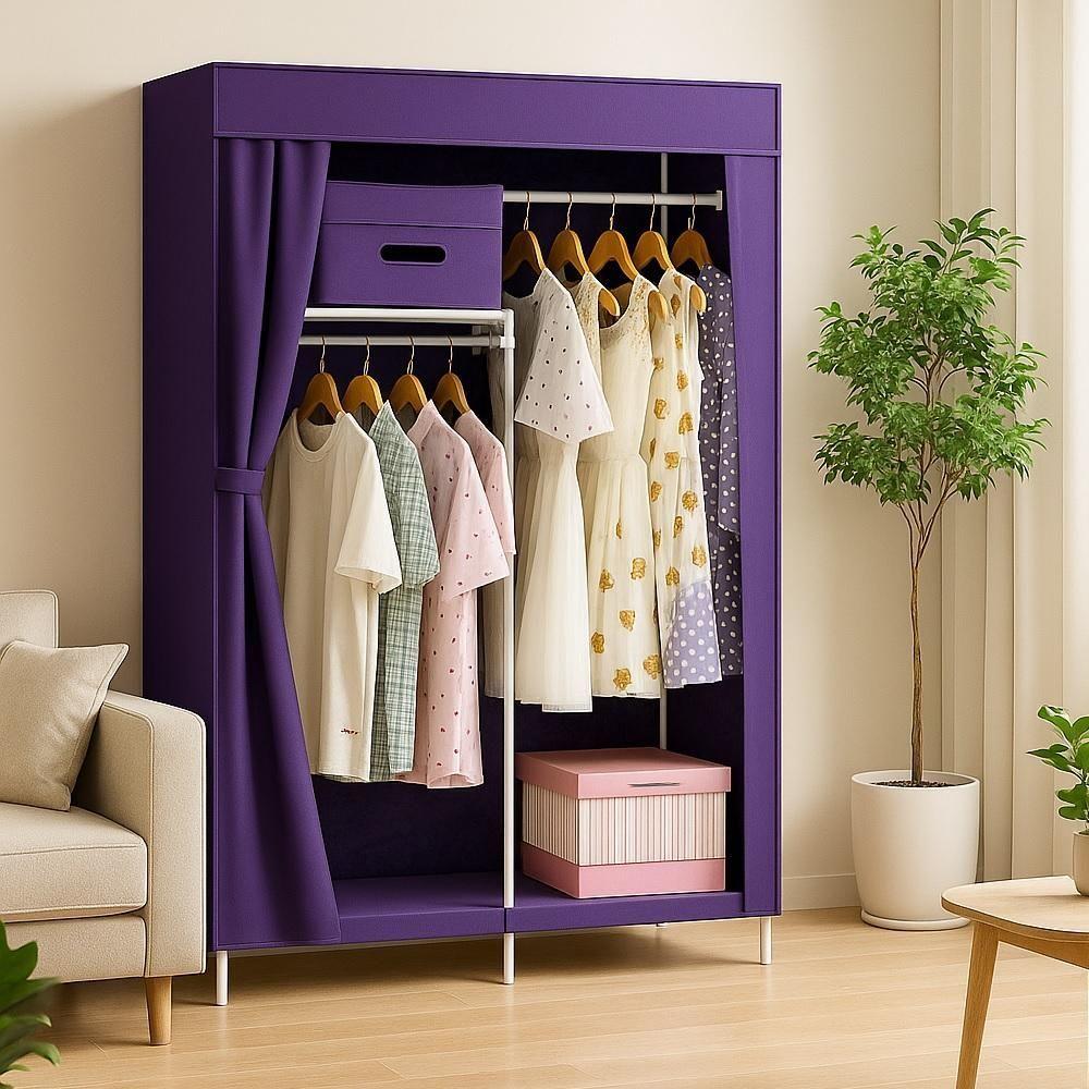 Guarda Roupa Cabideiro Portatil Sapateira Organizadora Multiuso Quarto Closet Camping Praia Roxo