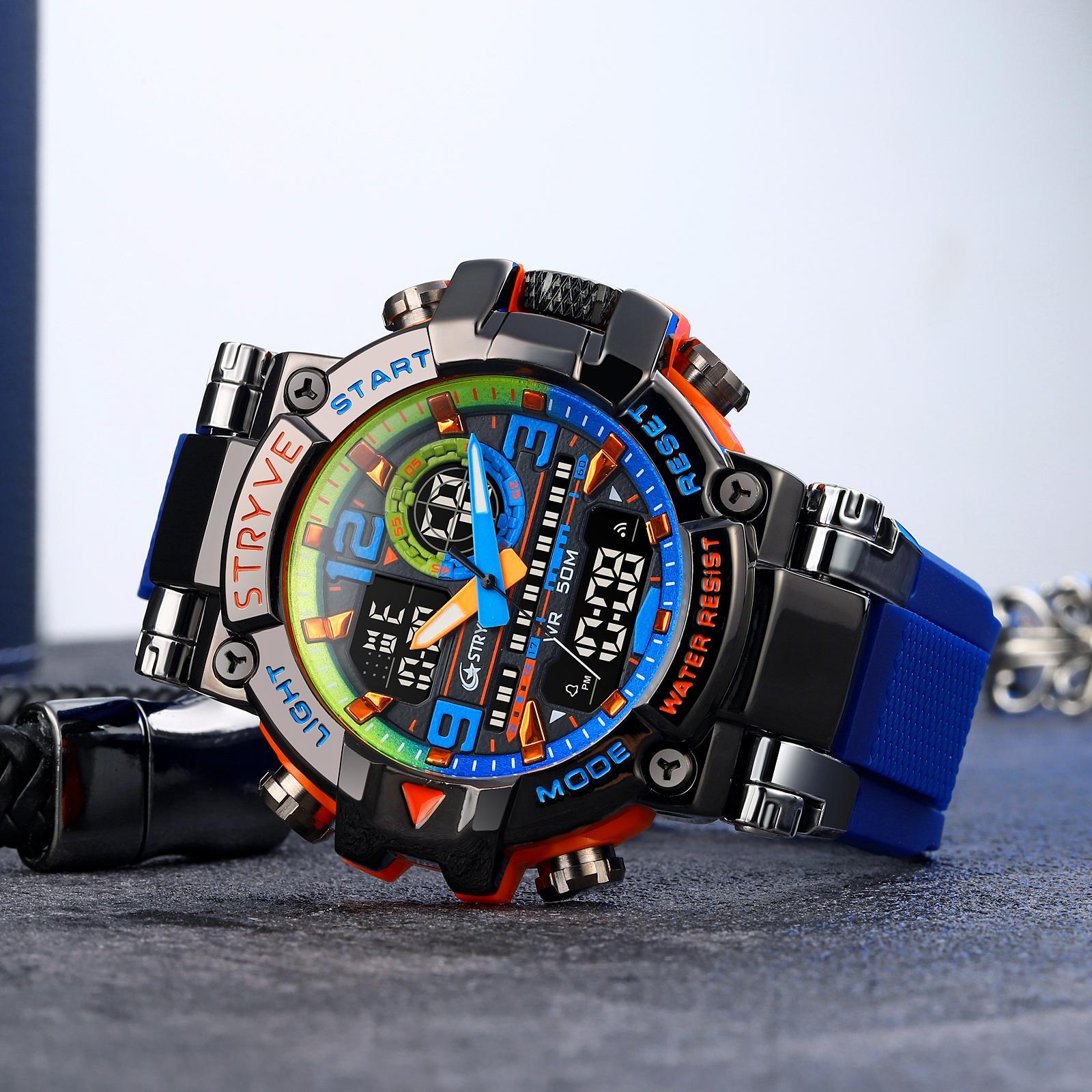 Relógio Masculino Esportivo Stryve 8025 Anadigi Led