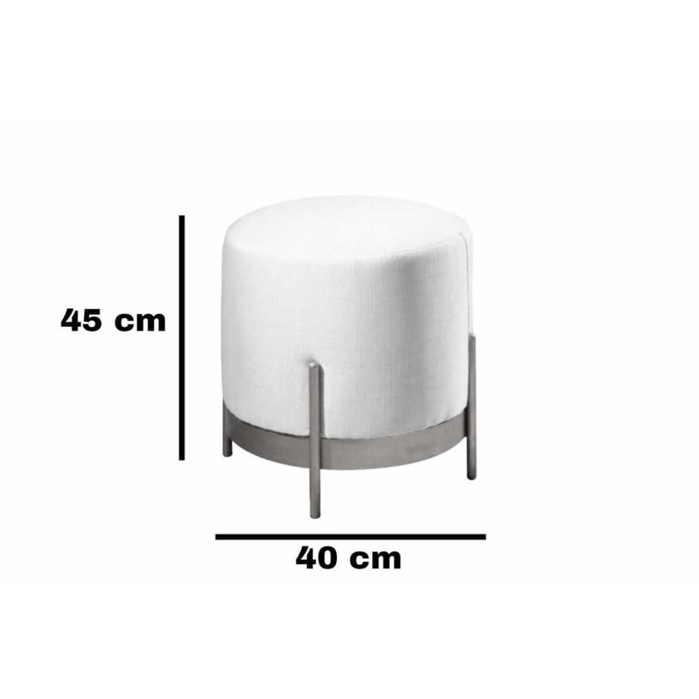 Miniatura Puff Redondo em Linho 45cm com Base Ágar Azul/Preto