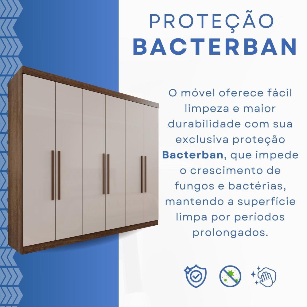 Miniatura Guarda-roupa Casal 6 Portas 3 Gavetas Roma Espresso Móveis Imbuia/Off White
