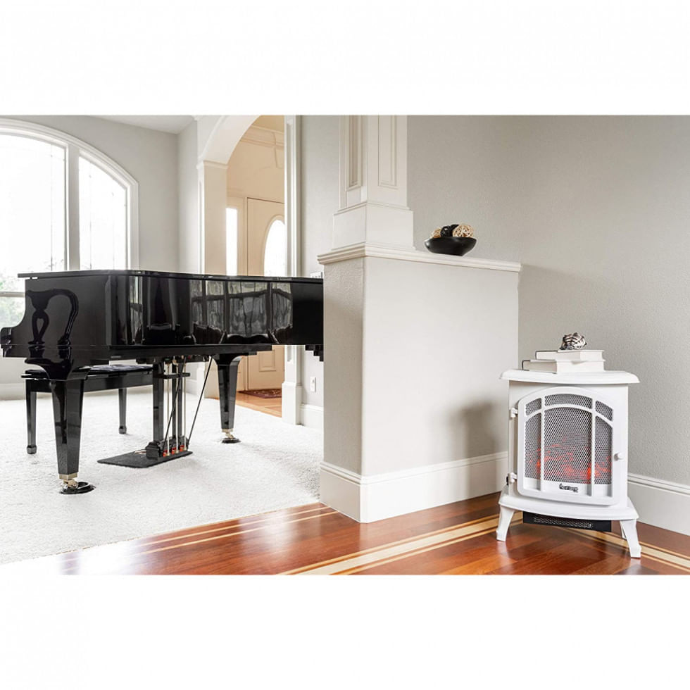 Lareira Elétrica com Chamas 3D Ajustáveis, 5200 BTU, 110v, e Flame USA, Branca