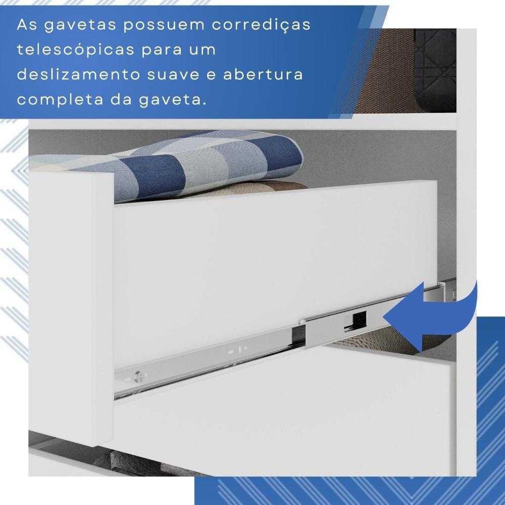 Guarda-roupas Closet Casal 3 Gavetas com Pés Blumenau Branco