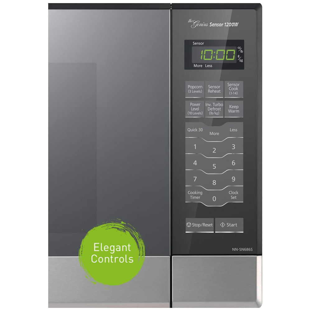 Miniatura Micro Ondas de Bancada em Aço Inoxidável 33L com 14 Programas com Tecnologia Inverter, 110V 1200W, Panasonic SN686S, P...