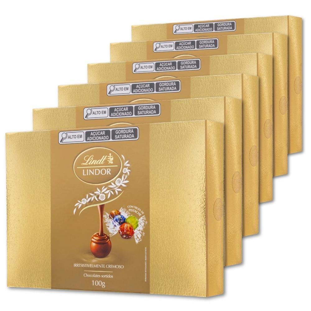 Miniatura Bombons De Chocolate Lindt Lindor Kit 6 Caixas Presente 100G